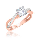 Photo of Aldric 1 1/5 Carat T.W. Diamond Round Solitaire Bridal Set 14K Rose Gold [BT469RE-R070]