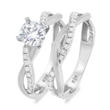 Photo of Aldric 1 1/4 ct tw. Lab Grown Round Solitaire Diamond Bridal Ring Set 14K White Gold [BR5861W-L070]