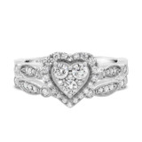 Photo of Sisu 1 ct tw. Lab Grown Diamond Heart Cluster Bridal Set 10K White Gold [BR5863W-C000]
