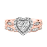 Photo of Sisu 1 ct tw. Lab Grown Diamond Heart Cluster Bridal Set 10K Rose Gold [BR5863R-C000]