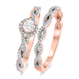 Photo of Amell 3/4 ct tw. Lab Grown Diamond Round Solitaire Bridal Set 14K Rose Gold [BR5864R-C000]