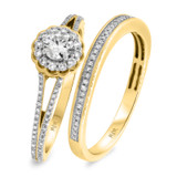 Photo of Zuberi 3/4 ct tw. Lab Grown Diamond Round Solitaire Bridal Set 14K Yellow Gold [BR5865Y-C000]