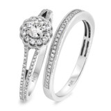 Photo of Zuberi 3/4 CT. T.W. Diamond Round Solitaire Bridal Set 10K White Gold [BR476W-R029]