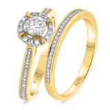 Photo of Asoka 3/4 ct tw. Lab Grown Diamond Round Solitaire Bridal Set 14K Yellow Gold [BR5867Y-C000]
