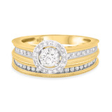 Photo of Forest 1 Carat T.W. Diamond Round Solitaire Bridal Set 10K Yellow Gold [BR488Y-R038]