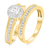 Photo of Forest 1 Carat T.W. Diamond Round Solitaire Bridal Set 10K Yellow Gold [BR488Y-R038]