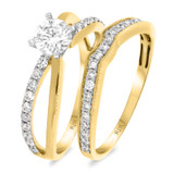 Photo of Autry 1 3/4 CT. T.W. Diamond Round Solitaire Bridal Set 10K Yellow Gold [BR489Y-R095]