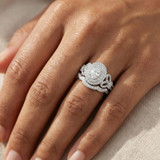 Photo of Takeshi 3/4 ct tw. Lab Grown Diamond Oval Solitaire Bridal Set 14K White Gold [BR5870W-C000]
