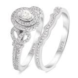 Photo of Takeshi 3/4 ct tw. Lab Grown Diamond Oval Solitaire Bridal Set 14K White Gold [BR5870W-C000]