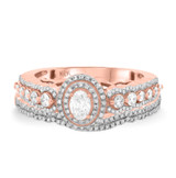 Photo of Onan 1 1/10 ct tw. Lab Grown Diamond Oval Solitaire Bridal Set 14K Rose Gold [BR5871R-C000]