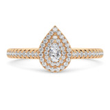 Photo of Kemina 1 1/10 CT. T.W. Diamond Pear Solitaire Bridal Set 14K Rose Gold [BT5014RE-F030]