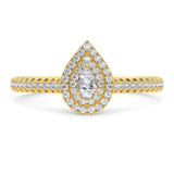 Photo of Kemina 1 1/10 CT. T.W. Diamond Pear Solitaire Bridal Set 14K Yellow Gold [BT5014YE-F030]
