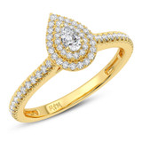 Photo of Kemina 1 1/10 CT. T.W. Diamond Pear Solitaire Bridal Set 14K Yellow Gold [BT5014YE-F030]