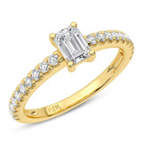 Photo of Zaila 2 ct tw. Diamond Emerald Solitaire Bridal Set 14K Yellow Solid Gold [BT5021YE-E090]