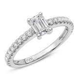 Photo of Zaila 1 1/2 ct tw. Diamond Emerald Solitaire Engagement Ring 14K White Solid Gold [BT5021WE-E090]