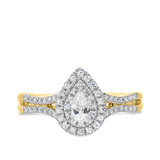 Photo of Libby 7/8 Carat T.W. Diamond Pear Solitaire Bridal Set 14K Yellow Gold [BT5041YE-F023]
