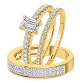 Photo of Zaila 2 1/2 ct tw. Lab Grown Diamond Emerald Solitaire Trio Set 14K Yellow Solid Gold [BT5889Y-N090]