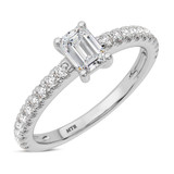 Photo of Zaila 2 ct tw. Lab Grown Diamond Emerald Solitaire Bridal Set 10K White Solid Gold [BT5889WE-N090]