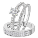 Photo of Zaila 2 1/2 ct tw. Lab Grown Diamond Emerald Solitaire Trio Set 14K White Solid Gold [BT5889W-N090]