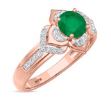 Photo of Clema 1 3/8 CT. T.W. Emerald and Diamond Matching Bridal Ring Set 14K Rose Gold [BT2151RE-C000]