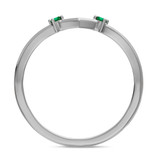 Photo of Clema 1/7 CT. T.W. Emerald and Diamond Ladies Wedding Band 10K White Gold [BT2151WL]