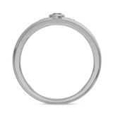 Photo of Clema 1/8 CT. T.W. Emerald and Diamond Mens Wedding Band 14K White Gold [BT2151WM]