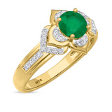 Photo of Clema 1 1/2 Carat T.W. Emerald and Diamond Trio Matching Wedding Ring Set 14K Yellow Gold [BT2151YE-C000]