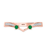 Photo of Clema 1/4 CT. T.W. Emerald and Diamond Matching Wedding Band Set 14K Rose Gold [BT2151RL]
