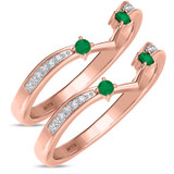 Photo of Clema 1/3 CT. T.W. Emerald and Diamond Same Sex Ladies Band Set 10K Rose Gold [WL2151R]