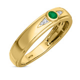 Photo of Clema 1/8 Carat T.W. Emerald and Diamond Matching Wedding Band Set 10K Yellow Gold [BT2151YM]