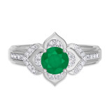 Photo of Clema 1 3/8 CT. T.W. Emerald and Diamond Matching Bridal Ring Set 10K White Gold [BT2151WE-C000]