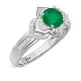 Photo of Clema 1 3/8 CT. T.W. Emerald and Diamond Matching Bridal Ring Set 10K White Gold [BT2151WE-C000]