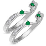 Photo of Clema 1/3 CT. T.W. Emerald and Diamond Same Sex Ladies Band Set 10K White Gold [WL2151W]