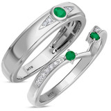 Photo of Clema 1/4 CT. T.W. Emerald and Diamond Matching Wedding Band Set 14K White Gold [WB2151W]