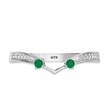 Photo of Clema 1 1/2 CT. T.W. Emerald and Diamond Trio Matching Wedding Ring Set 10K White Gold [BT2151WL]