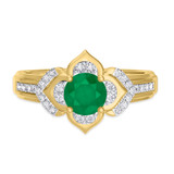Photo of Clema 1 3/8 Carat T.W. Emerald and Diamond Matching Bridal Ring Set 10K Yellow Gold [BT2151YE-C000]