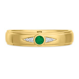Photo of Clema 1/8 CT. T.W. Emerald and Diamond Mens Wedding Band 14K Yellow Gold [BT2151YM]
