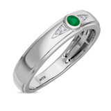 Photo of Clema 1/8 Carat T.W. Emerald and Diamond Matching Wedding Band Set 10K White Gold [BT2151WM]