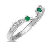 Photo of Clema 1/7 Carat T.W. Emerald and Diamond Ladies Wedding Band 14K White Gold [BT2151WL]
