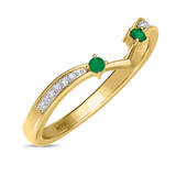 Photo of Clema 1/4 Carat T.W. Emerald and Diamond Matching Wedding Band Set 14K Yellow Gold [BT2151YL]