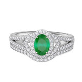 Photo of Bellerose 1 1/6 CT. T.W. Emerald and Diamond Matching Bridal Ring Set 14K White Gold [BR2134W-C000]