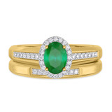 Photo of Chrisoula 7/8 Carat T.W. Emerald and Diamond Matching Bridal Ring Set 14K Yellow Gold [BR2152Y-C000]