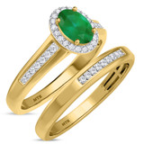 Photo of Chrisoula 7/8 Carat T.W. Emerald and Diamond Matching Bridal Ring Set 14K Yellow Gold [BR2152Y-C000]