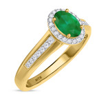 Photo of Chrisoula 7/8 Carat T.W. Emerald and Diamond Matching Bridal Ring Set 14K Yellow Gold [BT2152YE-C000]