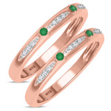 Photo of Mawar 1/5 CT. T.W. Emerald and Diamond Same Sex Ladies Band Set 14K Rose Gold [WL2145R]