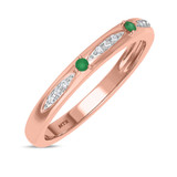 Photo of Mawar 1/5 CT. T.W. Emerald and Diamond Same Sex Ladies Band Set 14K Rose Gold [BT2145RL]