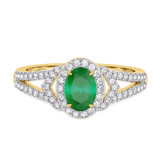Photo of Bellerose 1 1/6 CT. T.W. Emerald and Diamond Matching Bridal Ring Set 10K Yellow Gold [BT2134YE-C000]