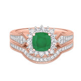 Photo of Kassia 1 3/8 Carat T.W. Emerald and Diamond Matching Bridal Ring Set 10K Rose Gold [BR2155R-C000]