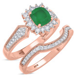 Photo of Kassia 1 3/8 Carat T.W. Emerald and Diamond Matching Bridal Ring Set 10K Rose Gold [BR2155R-C000]