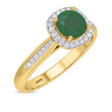 Photo of Delphine 1 1/2 CT. T.W. Emerald and Diamond Trio Matching Wedding Ring Set 14K Yellow Gold [BT2150YE-C000]